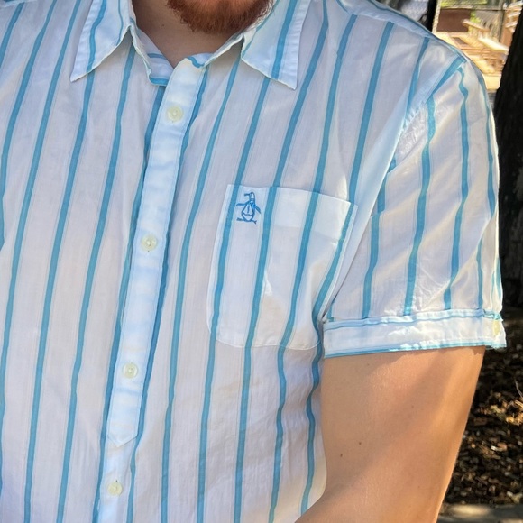 ORIGINAL PENGUIN MEN MUNSING WEAR COTTON SHEER BUTTON DOWN SHIRT FIT SEE THROUGH - Picture 10 of 16